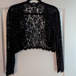 Tadashi Evening Lace Bolero Jacket, 16, Black